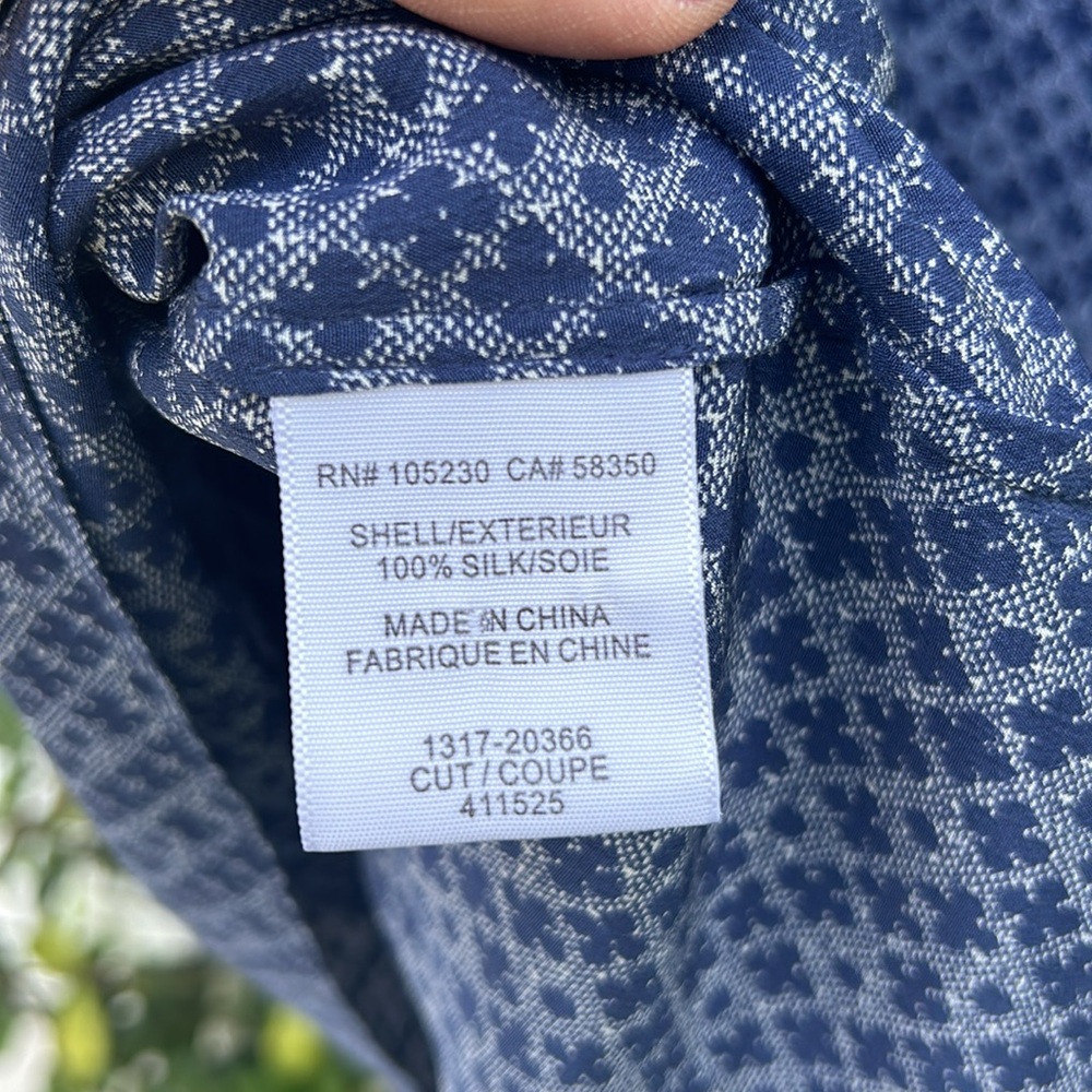 Joie Blue Geo Print Short Sleeve Peasant Blouse - Picture 6 of 7